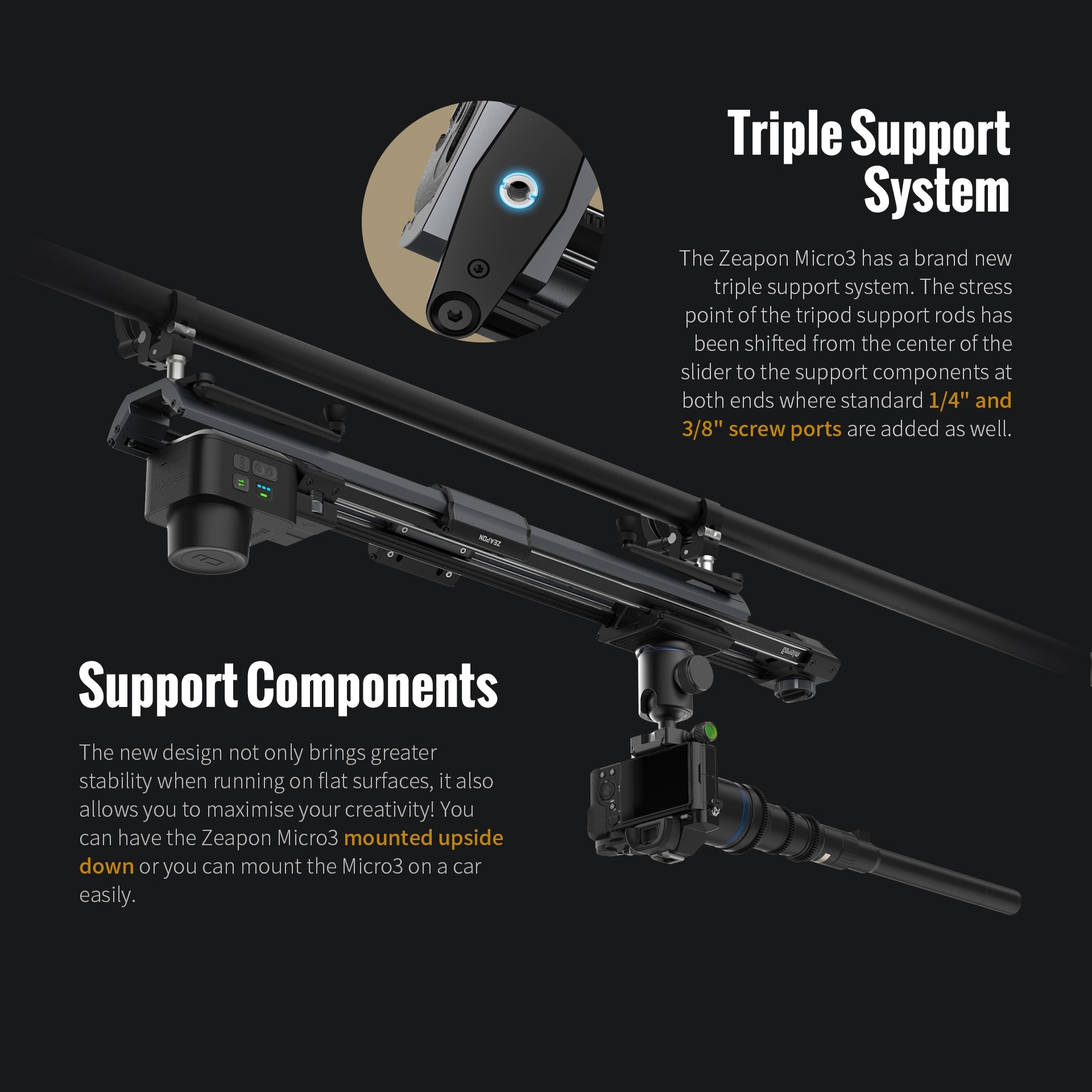 ZEAPON Micro 3 E500 E700 E1000 – обзор и цена Camera Slider Rail